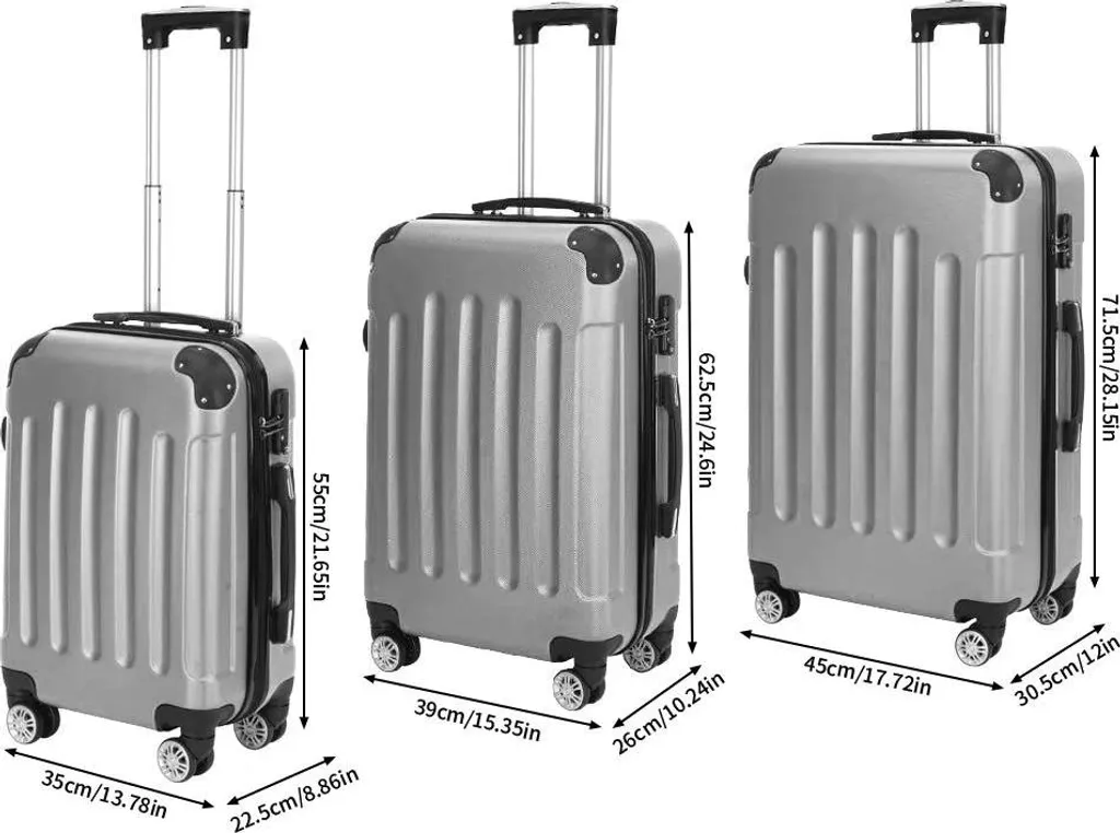 Set de bagages rigides gris clair valises maniables à roulettes TSA - 2