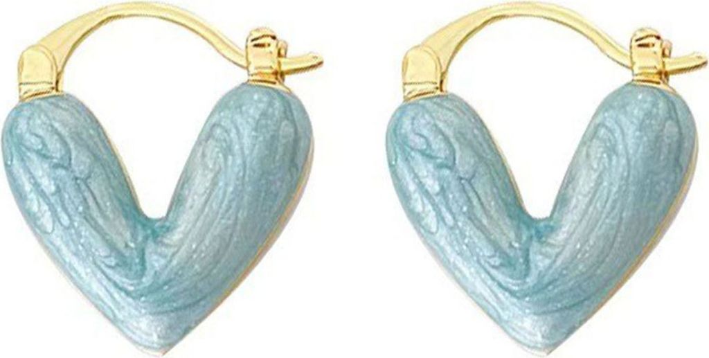 1 Paar Damen-Ohrringe in Herzform, antiallergisch, leicht, rostfrei, Huggie-Ohrringe, baumelnde Ohrringe für Damen, Ohrschmuck