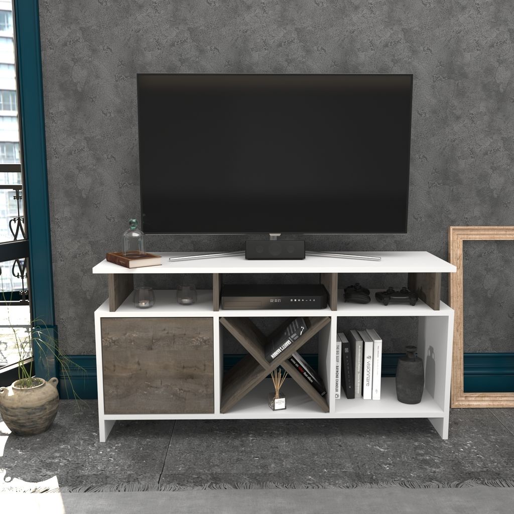 Decorotika Auburn TV Möbel für TVs bis zu 55" | Weiß & Wenge