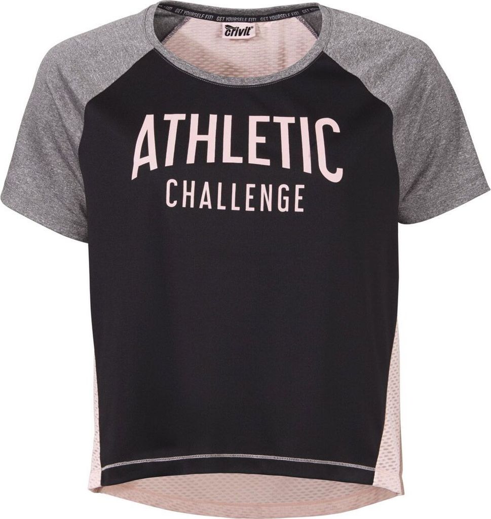 Damen Funktionsshirt Fitness Shirt Sport Top Schwarz Rosa Grau Athletic L 44-46