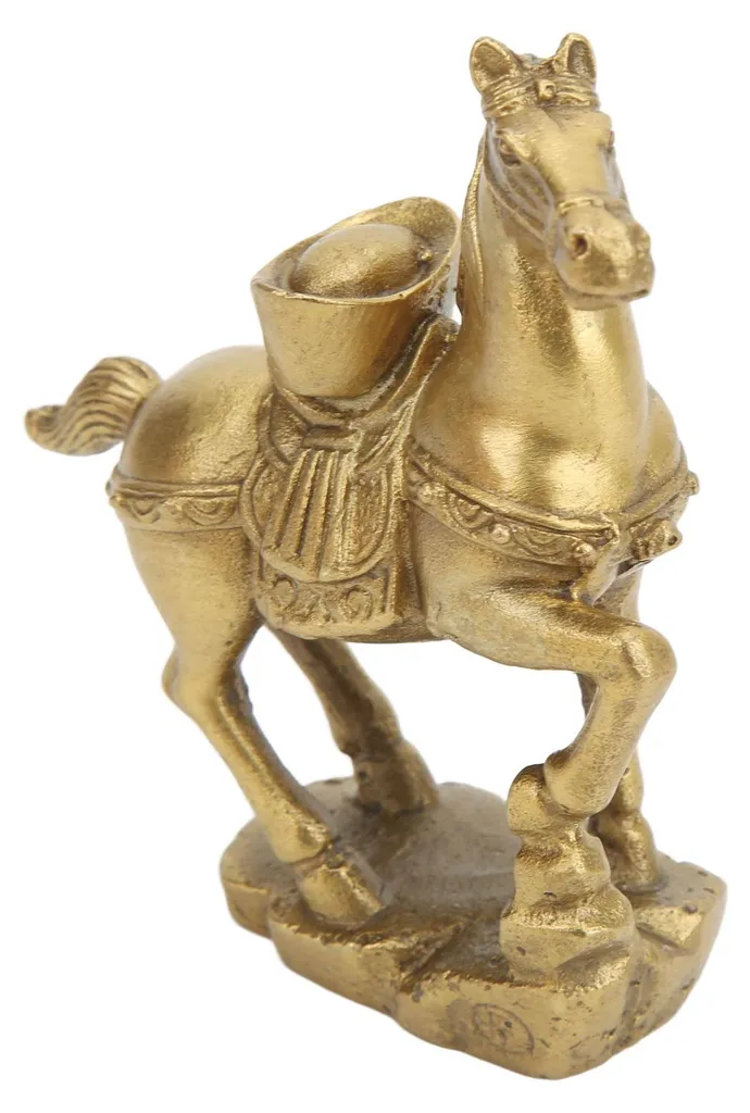 Sculpture de cheval debout en laiton vieilli - Objet déco pour buffet - 8