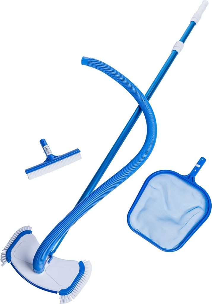 Reinigungs-Set, Bodensauger Kescher Teleskopstange Beckenbürste Schlauch Pool