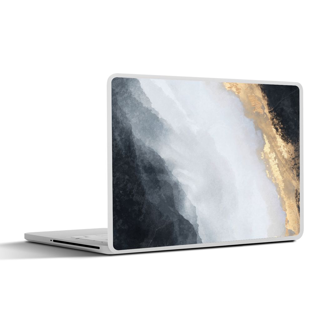 MuchoWow Laptop Aufkleber Sticker Cover Abstrakt - Farbe - Gold - Schwarz - Marmor 32.5x23.5 cm - Sticker für Laptop - Selbstklebend