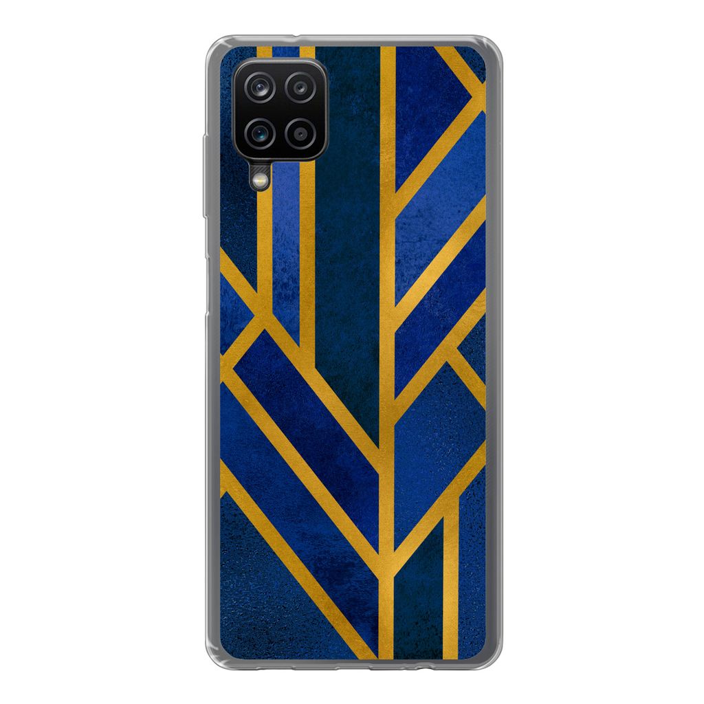 MuchoWow Handyhülle Schutzhülle Hülle für Samsung Galaxy A12 Gold - Blau - Luxus Silikon Softcase Handy Hülle - Bild