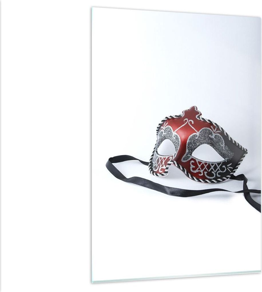Bilder auf glas - Einteilig - Venedig Karneval Maske - 80x120cm - Glasbilder - Wandbilder - Bilder - zum Aufhängen bereit - Wanddekoration aus Gla...