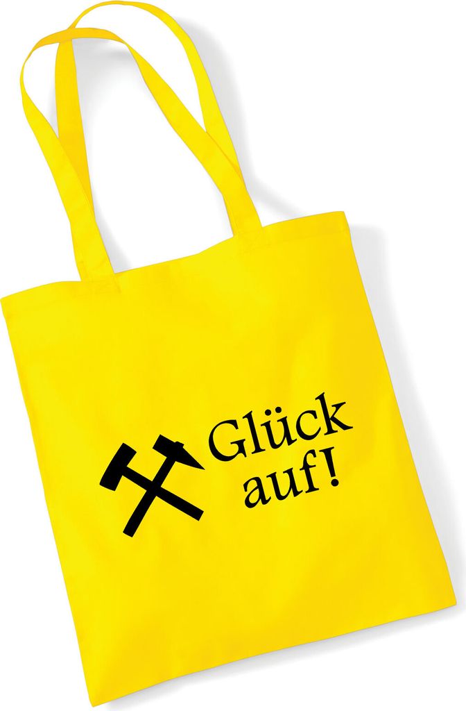 Huuraa Jutebeutel Glück auf! Ruhrpott 10 Liter Yellow Baumwolle Tasche Geschenkidee