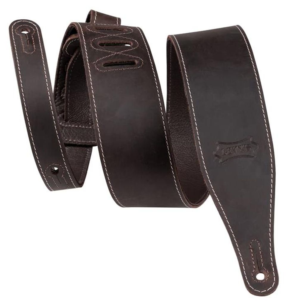 Levys Leathers M17BAS-DBR 2.5”Wide Butter Leather Guitar Strap Dark Brown