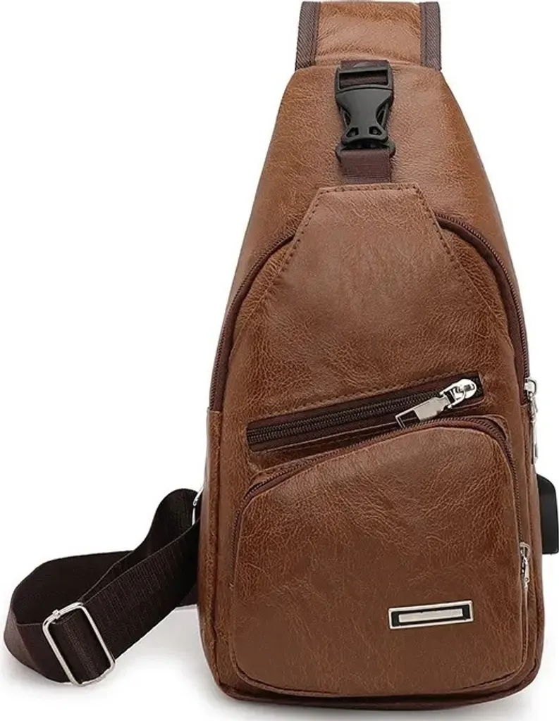 Zaino Monospalla Hunter USB KP25620 Marrone - Accessorio Tech-Smart