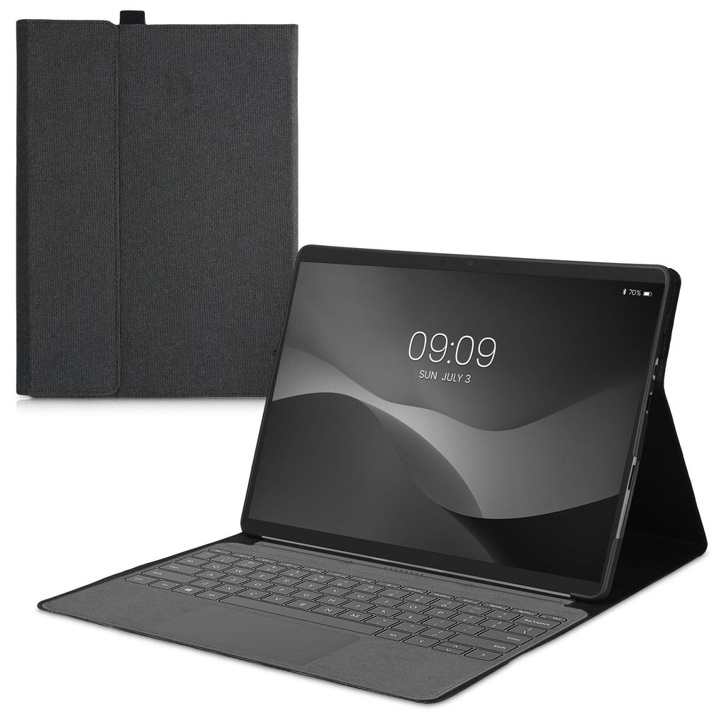 kwmobile Hülle kompatibel mit Microsoft Surface Pro 8 - Type Cover kompatibel - Stoff Tablet Cover in Dunkelgrau