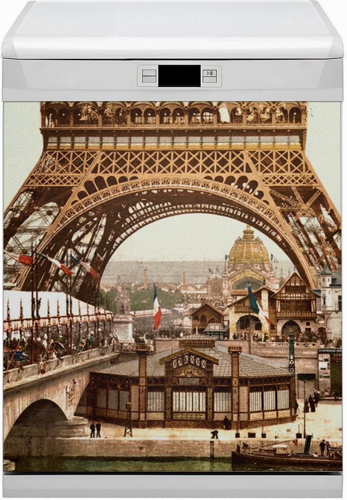 Küche Dekorative Magnete Magnet Folie für Geschirrspüler 60x80 cm - Turm Eiffel Retro