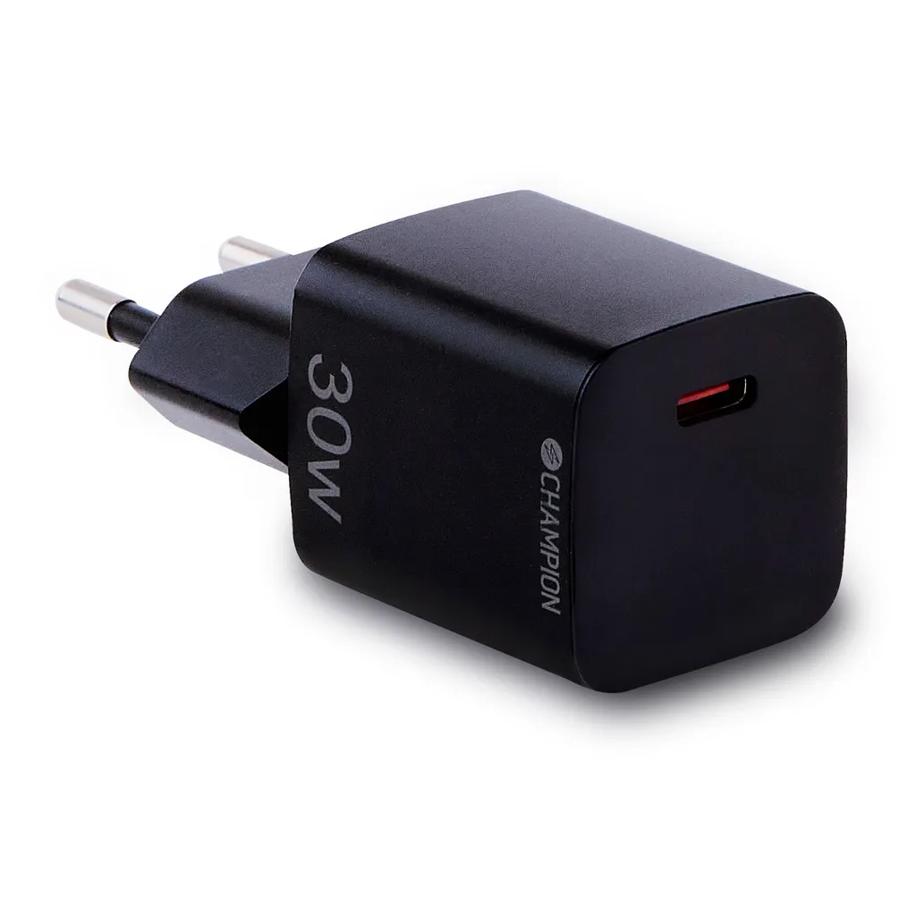 Chargeur USB-C 30W PD Noir Compact - Performance et Sécurité de Charge