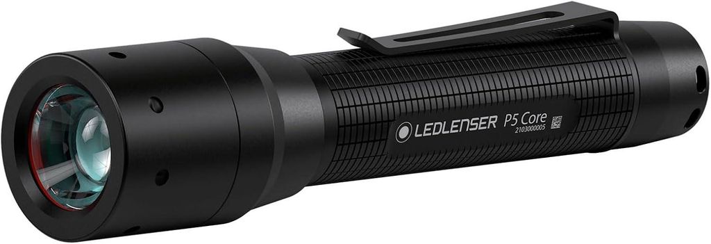 Kompakte LED Taschenlampe P5 Core 150 Lumen, fokussierbar, 90m Reichweite, Dual Power AA Batterie oder Akku, Advanced Focus, Clip, Outdoor, Sicherheit