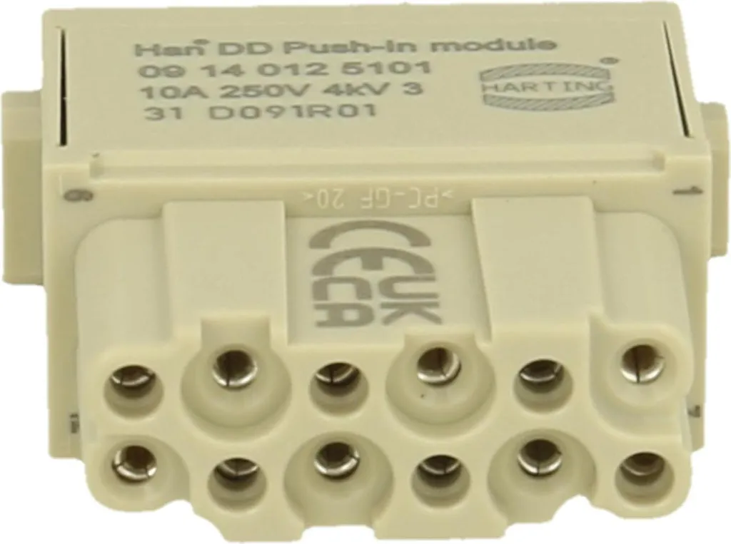Module femelle 12 broches Han DD 250V 10A avec système de montage rapide