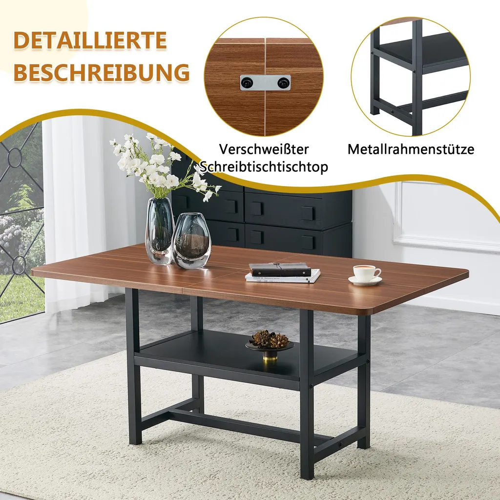 Grande table de repas rectangulaire style loft pour 6 personnes - 6