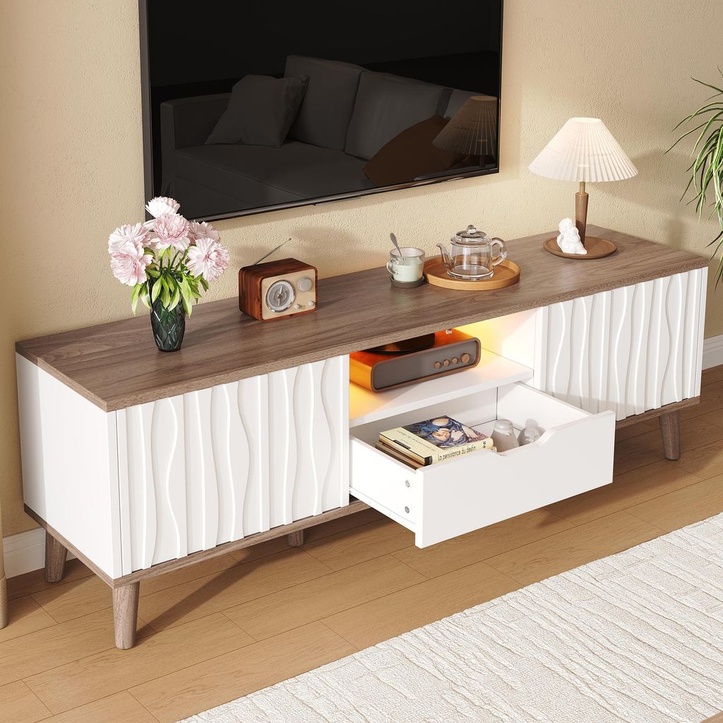 okwish TV skříňka do obývacího pokoje s LED osvětlením a 1 Obrázek produktu 
