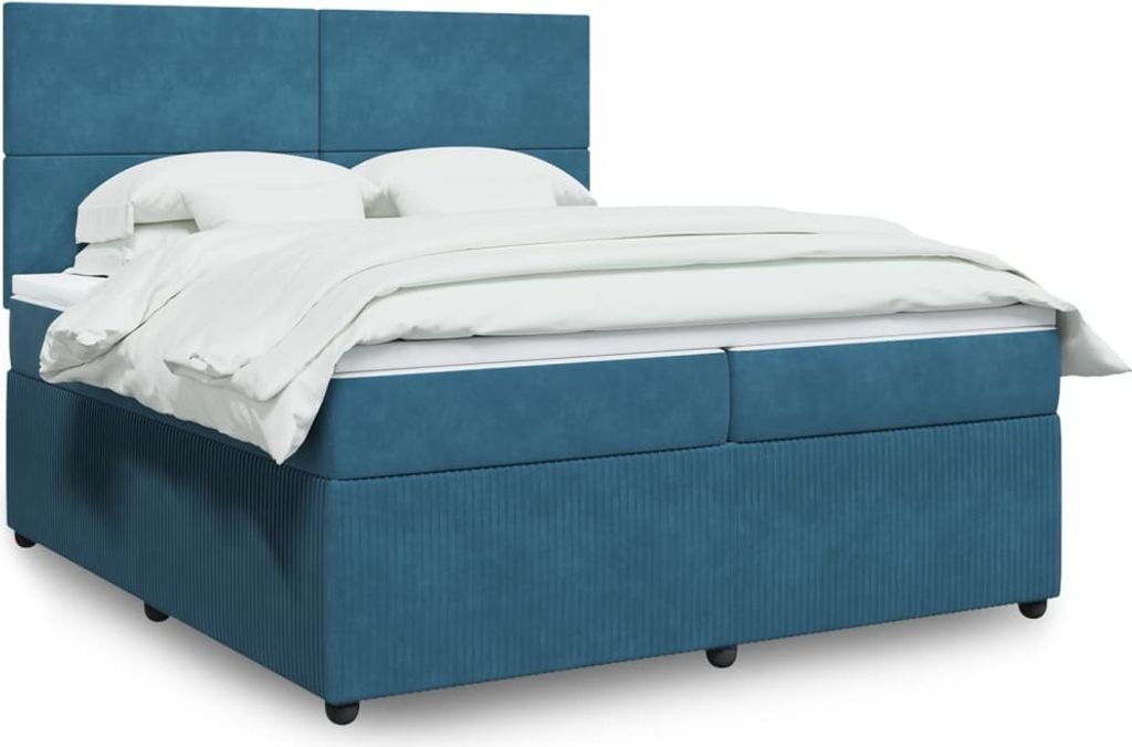 Maison Exclusive - Boxspringbett mit Matratze Blau 200x200 cm Samt