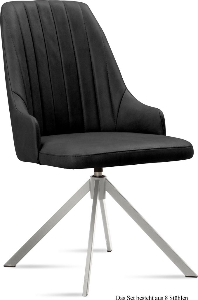 Esszimmerstuhl drehbar (8er-Set) Davorka 52x91x60 Edelstahl/Anthrazit