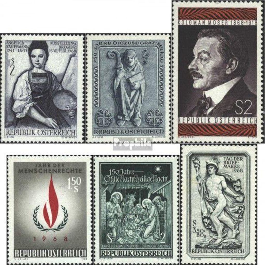 Briefmarken Österreich 1968 Mi 1269,1270,1271,1272,1276, Produktbild 