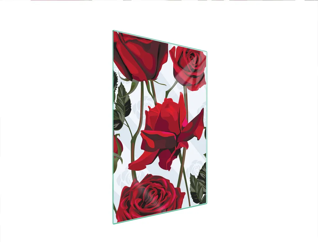 Tagliere in Vetro 35x52 Rose | Coprifornelli in Vetro Temperato per Cucina