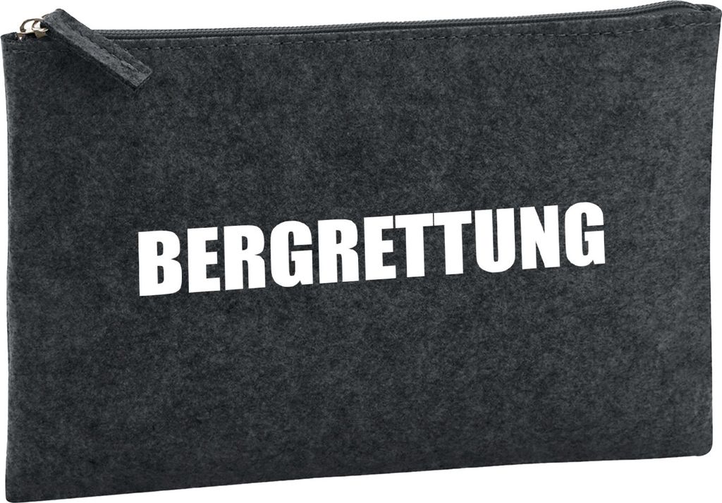Huuraa Kulturbeutel Bergrettung Schriftzug 1 Liter Charcoal Filz Kosmetiktasche Geschenkidee
