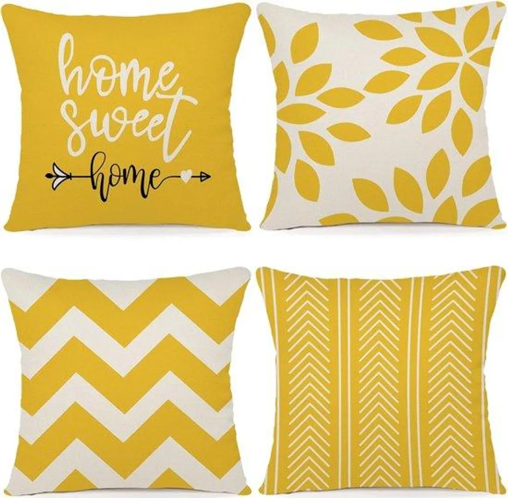 Rénovez vos vieux coussins avec ce lot de 4 housses 40x40 coton jaune