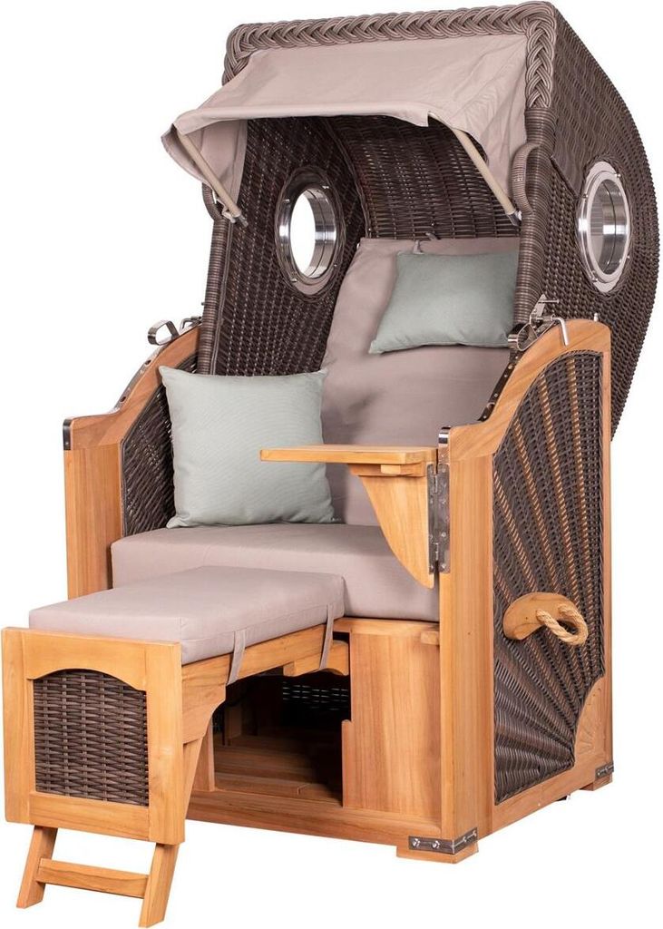 Strandkorb deVries PURE Seemöwe XS - PE stone grey - Dessin 483