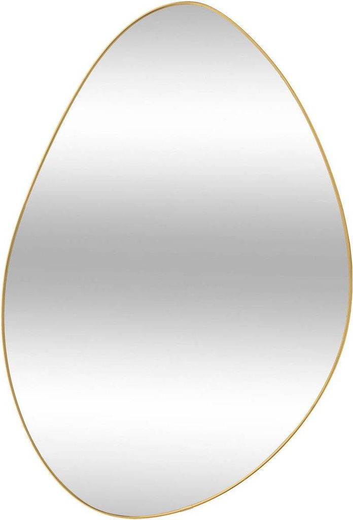 A gold-framed organic-shaped mirror against a white background.