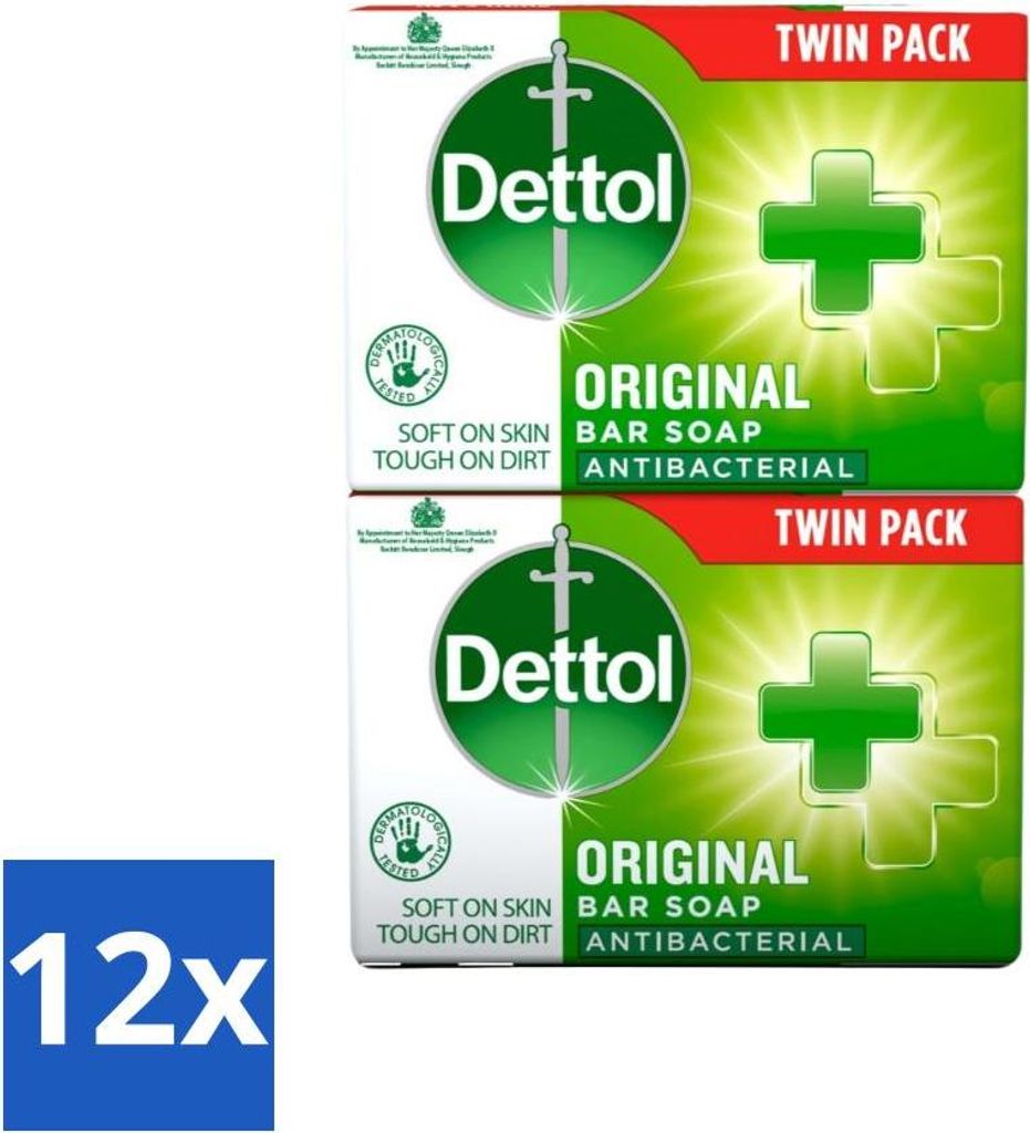 Dettol Seifentabletten - Original - Antibakteriell - 2x 100g Seifentabletten - Vorteilspack - 12 Stücke