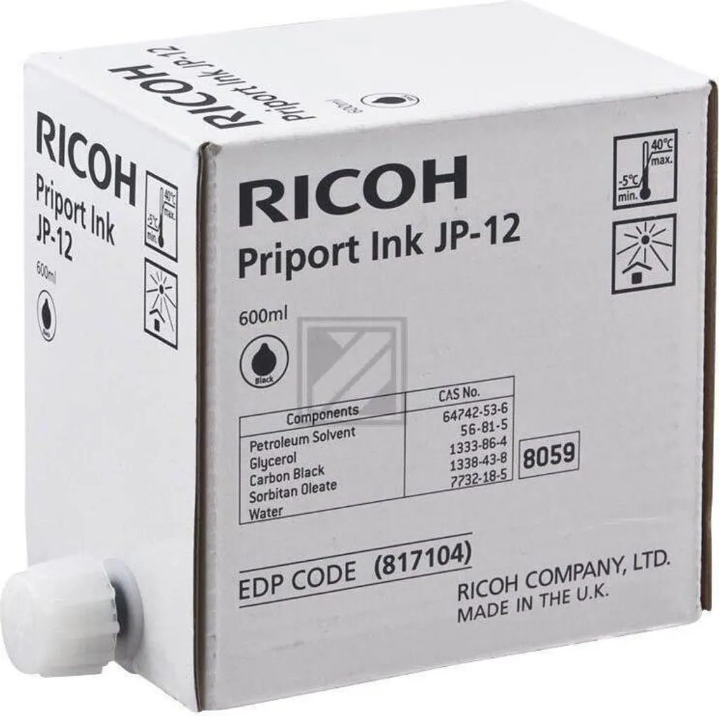 Encre Ricoh JP12 haute densité lot économique 5 flacons de 600 ml