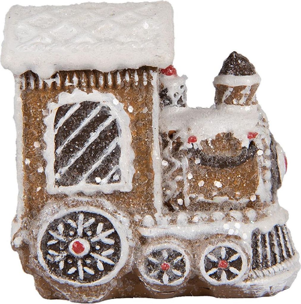 Clayre & Eef Weihnachtsdekorationsfigur Zug 5x3x5 cm Braun Kunststoff