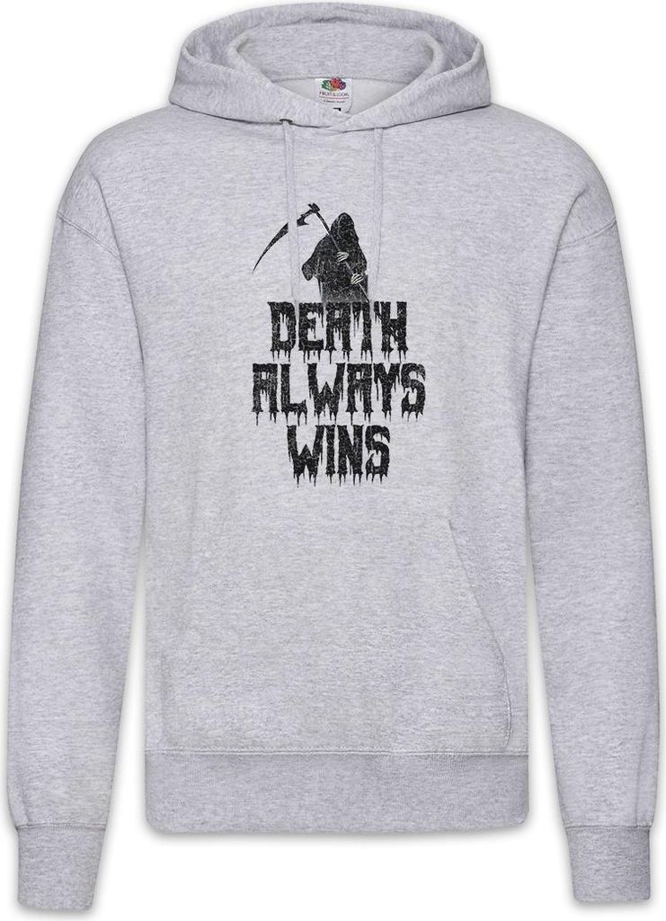 Urban Backwoods Death Always Wins Reaper, Herren Hoodie, Farbe: Hellgrau, Größe: M