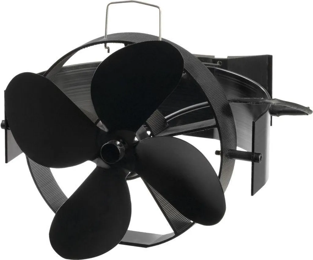 Ventilateur thermique pour tuyau de poêle 4 pales noir avec aimant puissant