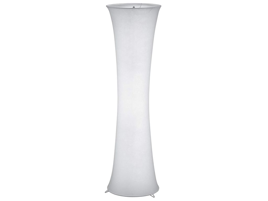 Große Stehlampe aus Stoff GRAVIS rund Zylinder 123cm Ø35cm in Weiß Lichtsäule