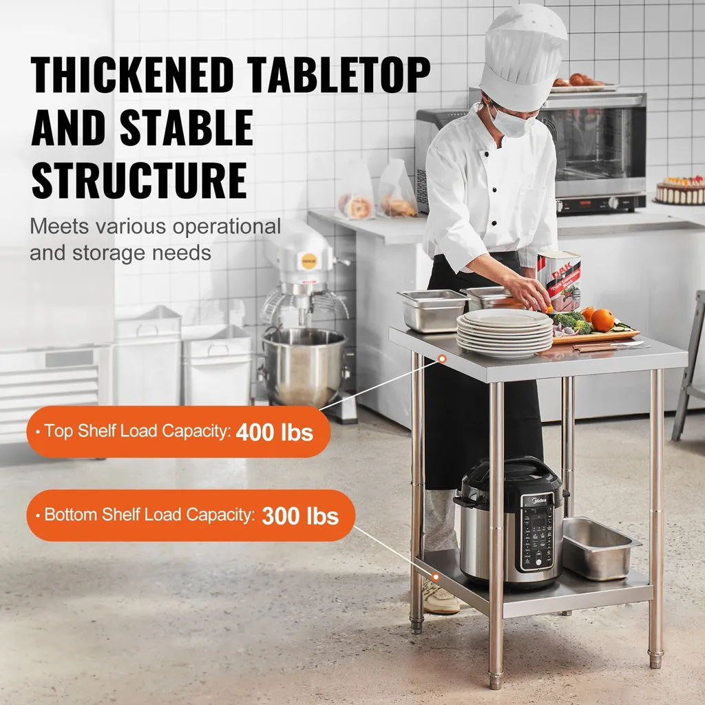 Table de préparation inox 61x61cm - Idéal pour préparation culinaire - 3