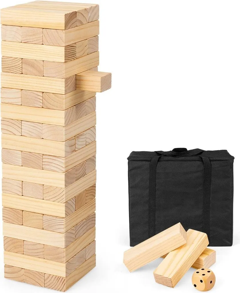 Blocs de construction en bois naturel de pin 54 unités Darn Tower