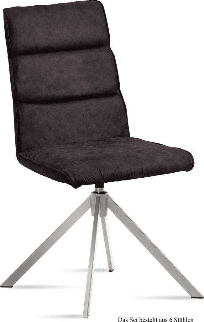 Esszimmerstuhl drehbar (6er-Set) Dulcea 47x92x60 Edelstahl/Espresso