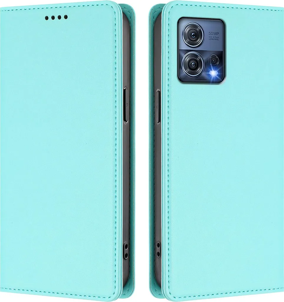 Custodia per cellulare per Motorola Edge 30 Fusion/Moto S30 Pro, Custodia magnetica antiurto in Finto cuoio Flip Cover con supporto Turchese