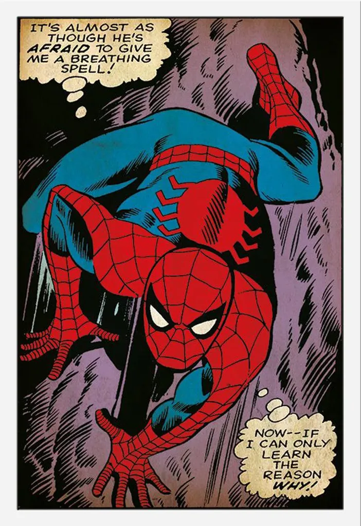 Affiche Encadrée Spider-Man Retro Marvel Cadre Blanc Shinsuke en MDF 91cm