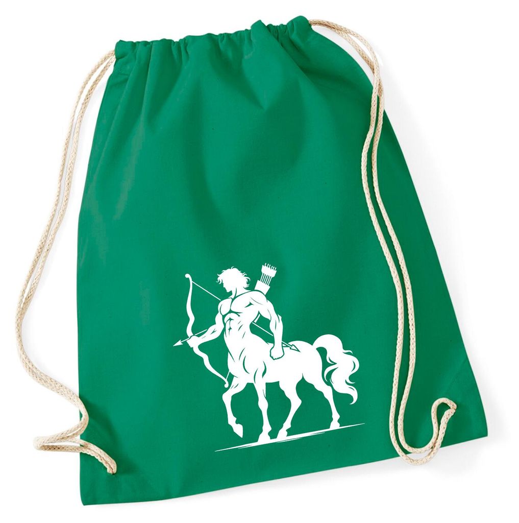 Huuraa Turnbeutel Zentaur Fabelwesen 12 Liter Kelly Green Baumwolle Rucksack Geschenkidee