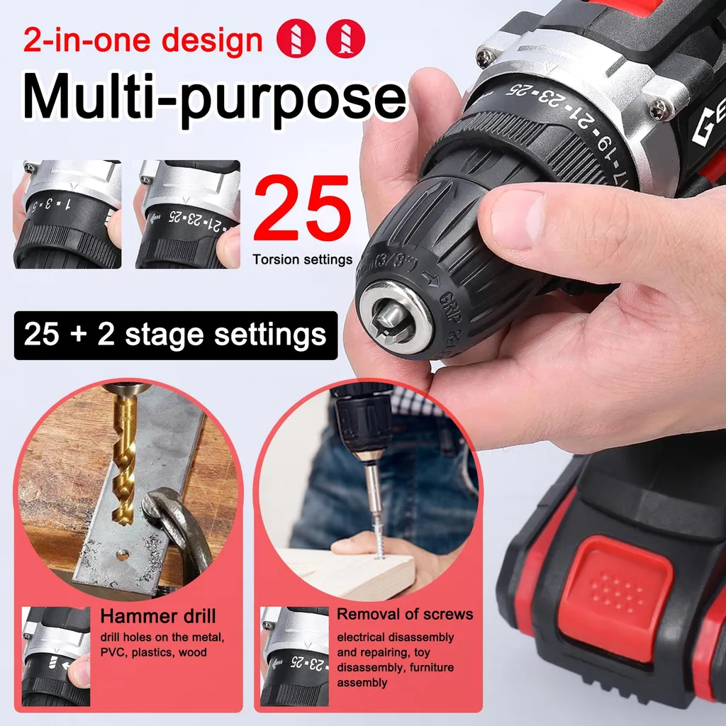 Perceuse visseuse dévisseuse multifonction avec deux batteries lithium 18V - 3