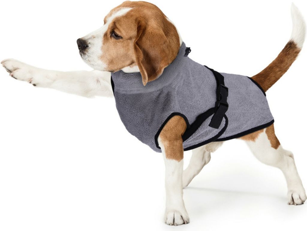 Bademantel für Hunde aus Mikrofaser, saugstark und schnelltrocknend - Hundebadetuch für kleine mittlere große Hunde - Hundebademantel Klettversc...
