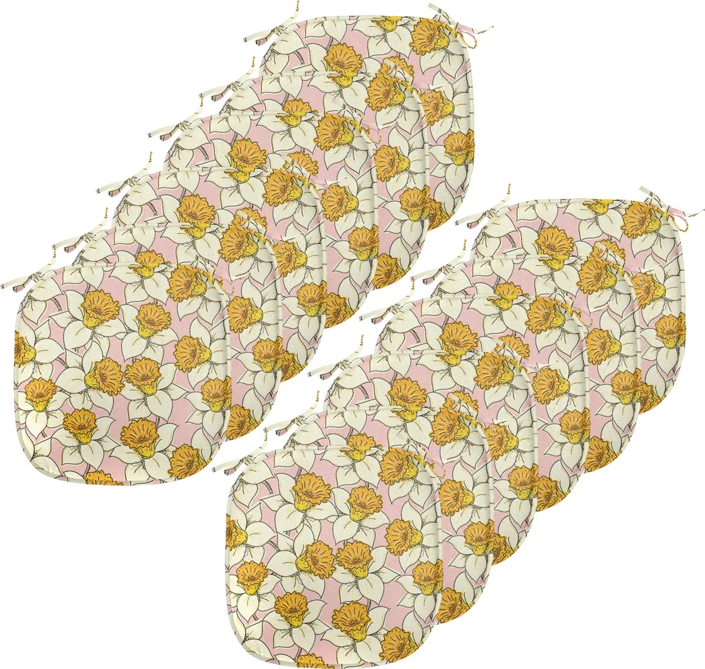 Set 12 Cuscini Sedie Cucina 40x40 Impermeabili ABAKUHAUS Fiore Giallo