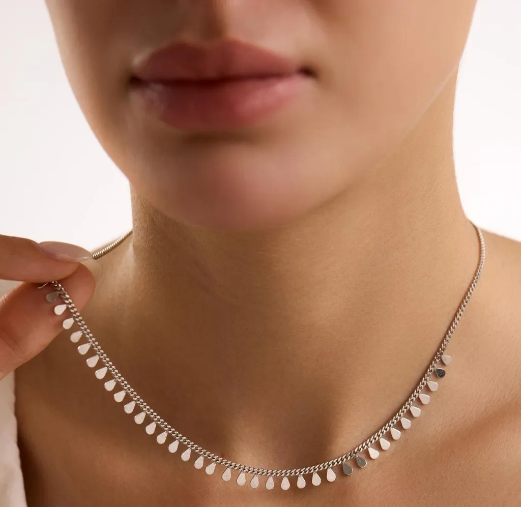 Collier argent 925 anti-ternissement avec gouttes d'eau sophistiquées