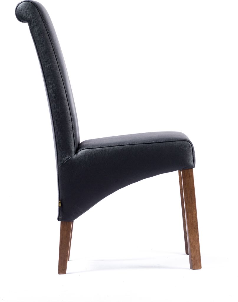 SIX® Lederstuhl Felice Leder Schwarz Stuhlbeine Nussbaum Produktbild 