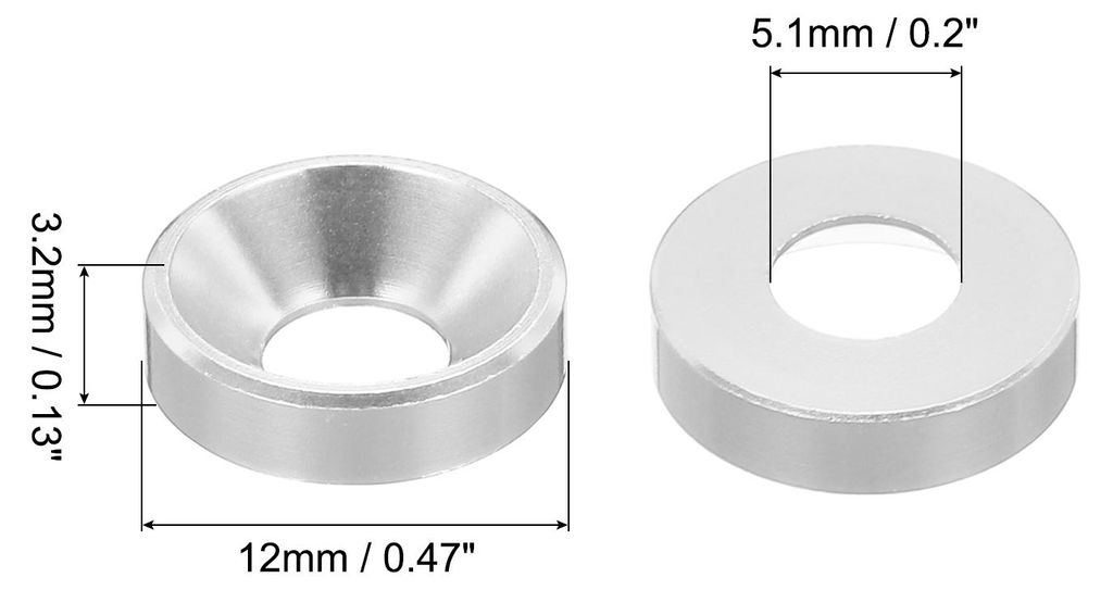 M5 Kegelbecher Senkscheiben, eloxierte Aluminiumdichtungen fš¹r Schrauben RC/FPV/PC/Drone/Mechanische Zubeh?rteile Modellteile, Packung mit 60 (S...