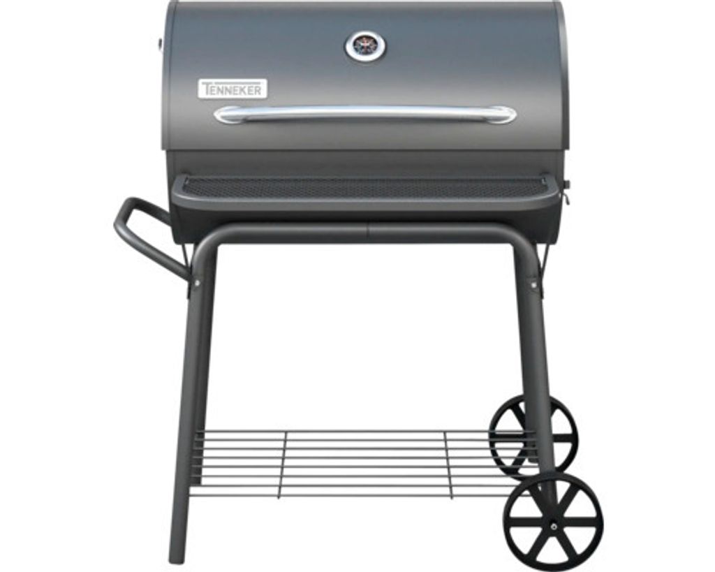 Holzkohlegrill TENNEKER Ranger TC-3 mit emailliertem Grillrost, Front-Ablagegitter, Warmhalterost und Deckelthermometer