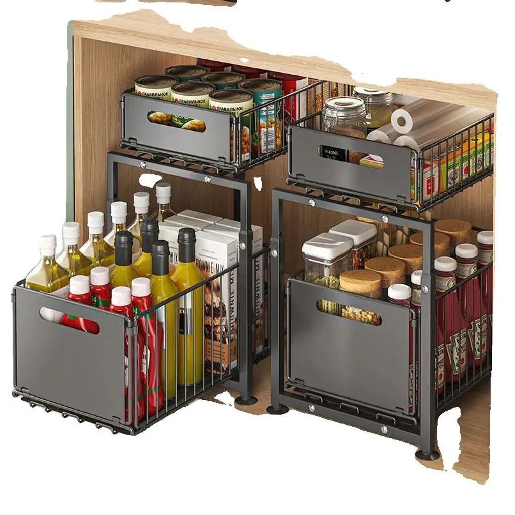 Organiseur coulissant à hauteur réglable, rangement 2 pièces modulable