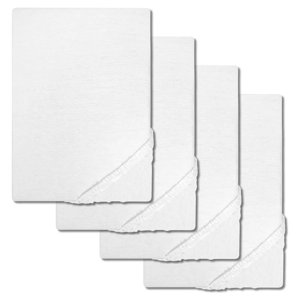 CloudComfort Set 4 Lenzuola Elastiche Jersey Bianco - Varie Misure Matrimoniali