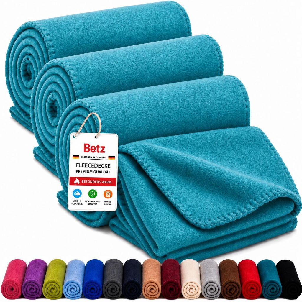 Betz Fleecedecke 3 Stück 130x170 cm 180g/m² – Wohndecke & Produktbild  KI-generiertes Bild