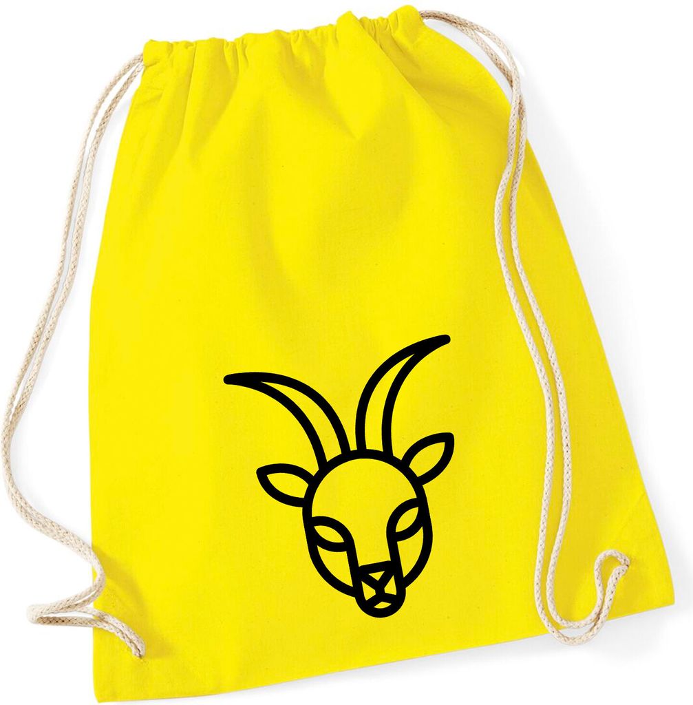 Huuraa Turnbeutel Steinbock Sternzeichen Symbol 12 Liter Yellow Baumwolle Rucksack Geschenkidee